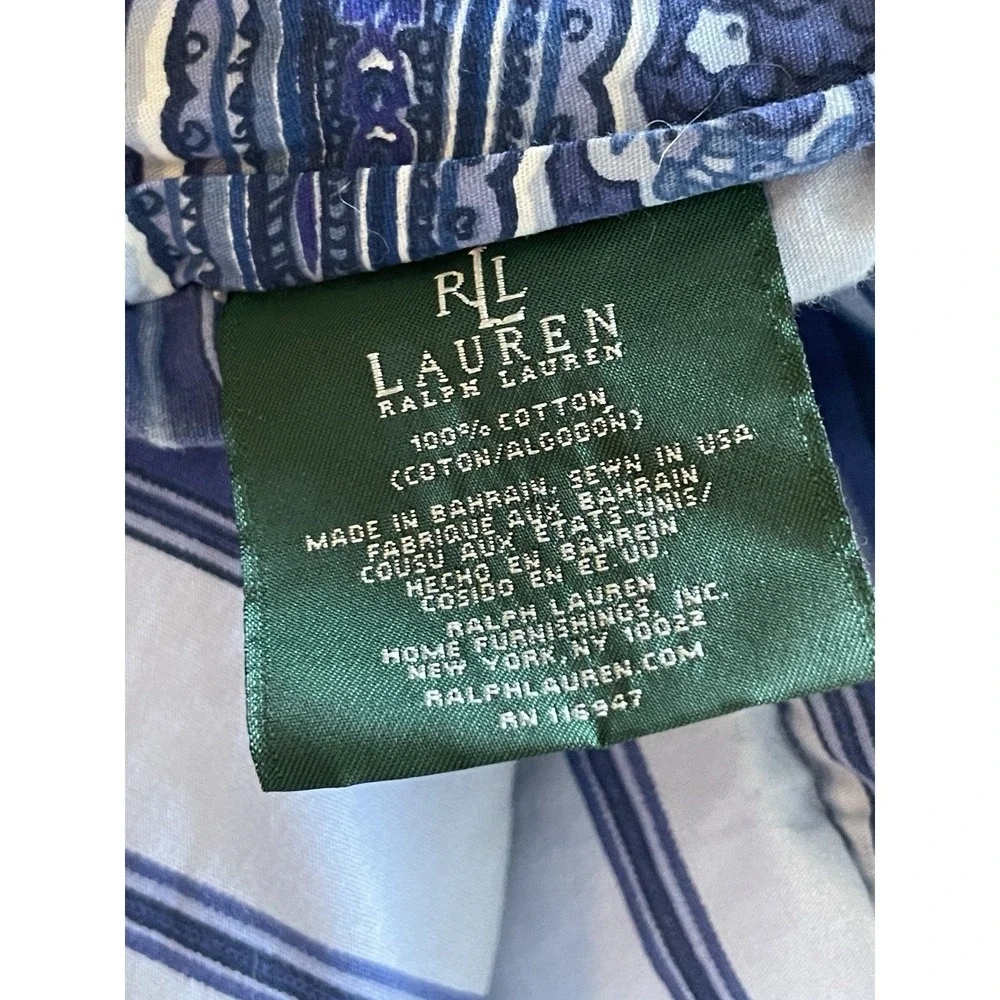 Lauren Ralph Lauren Putney Blue Paisley Comforter Full/Queen Pillow Sham Cotton